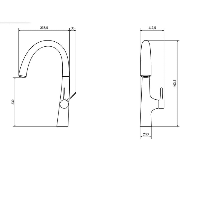 GoodHome Kitchen Mixer Tap Mono Single Lever Silver Brass Modern Hose Supplied - Image 3