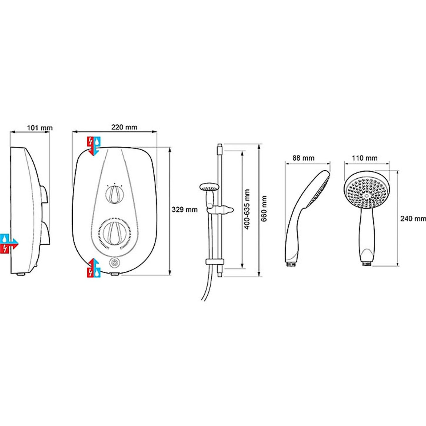 Mira Electric Shower 10.8kW Gloss White Single Spray Pattern Round Head Bathroom - Image 1