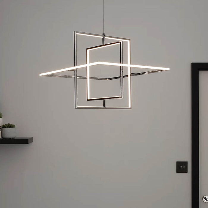 LED Ceiling Light Pendant Lamp Geometric Modern Warm White Adjustable Height - Image 1