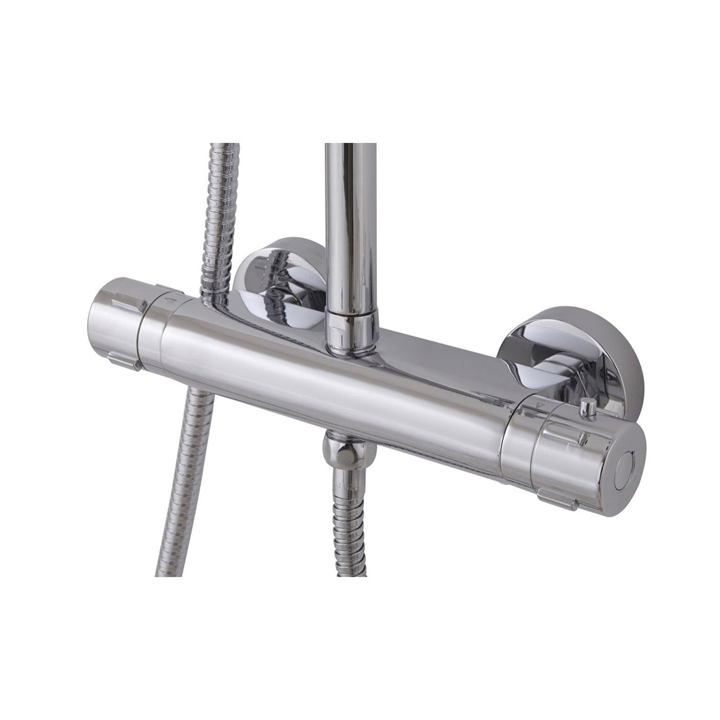 Thermostatic Mixer Shower Set Chrome Round Twin Head Rainfall Modern Bathroom - Image 3