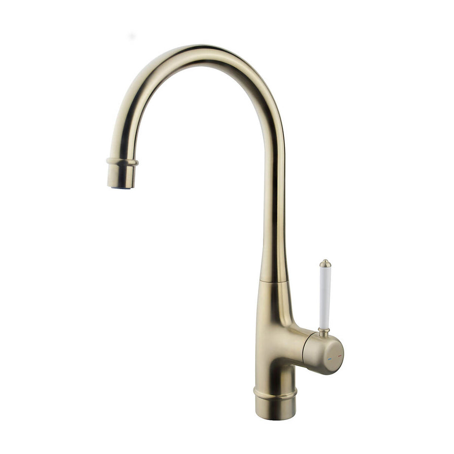 Kitchen Mixer Tap Faucet Brass Effect Side Lever Vintage Classic Semi-Gloss - Image 1