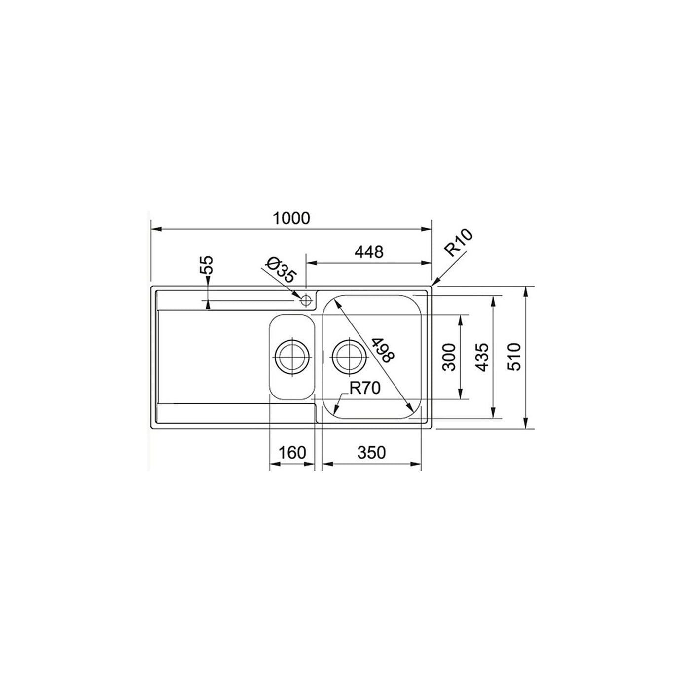 Franke Kitchen Sink Maris 1.5 Bowl Drainer RH Stainless Steel - Image 2