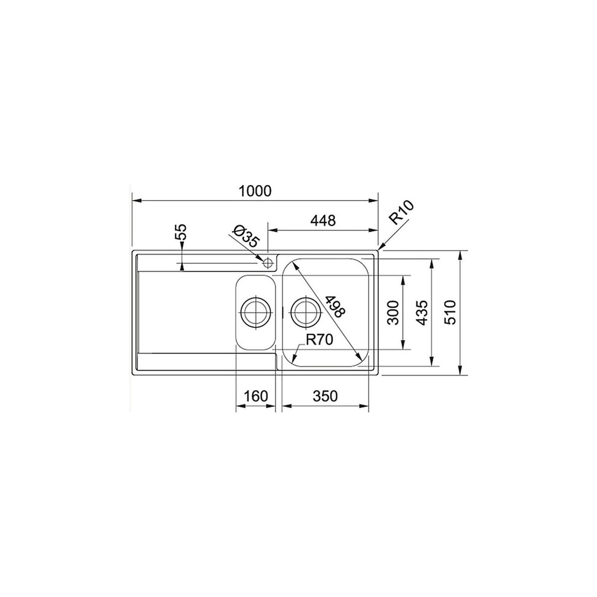 Franke Kitchen Sink Maris 1.5 Bowl Drainer RH Stainless Steel - Image 2