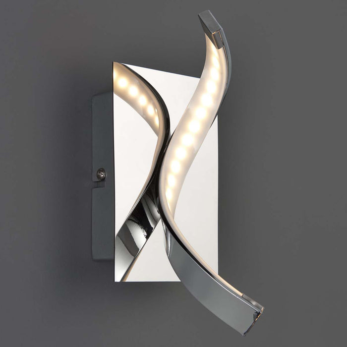 LED Wall Light Spiral Polished Chrome Effect Warm White Elegant Sculpted 450lm - Image 4