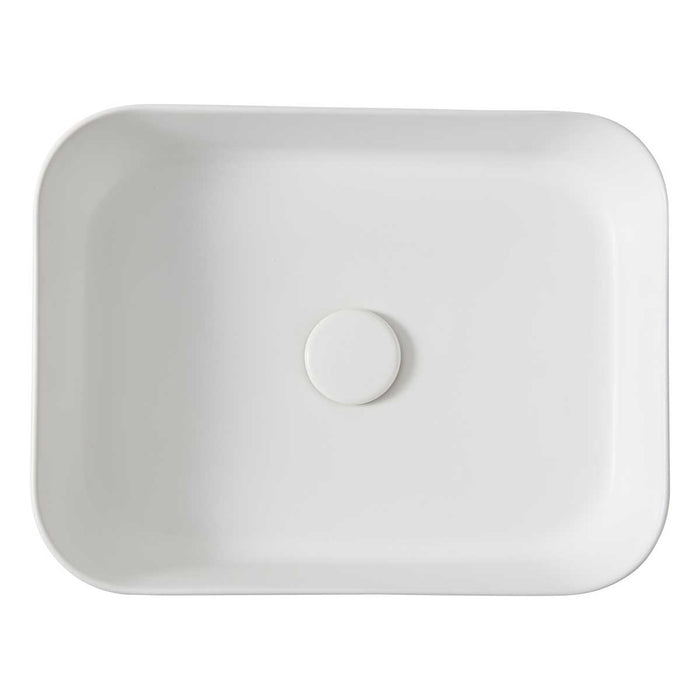 Bathroom Basin Counter Top Ceramic Matt White Rectangular Modern (W)45cm - Image 2