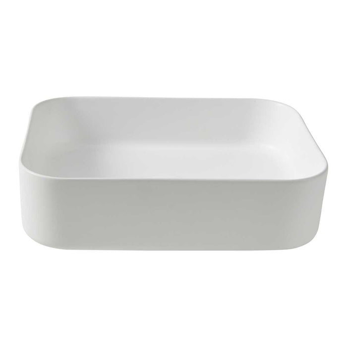 Bathroom Basin Counter Top Ceramic Matt White Rectangular Modern (W)45cm - Image 3