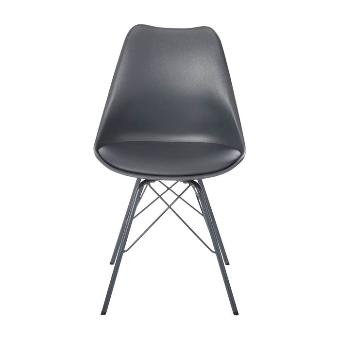 Kitchen Chair Dark Grey Padded Seat Steel Legs Contemporary Dining Room Home - Image 1