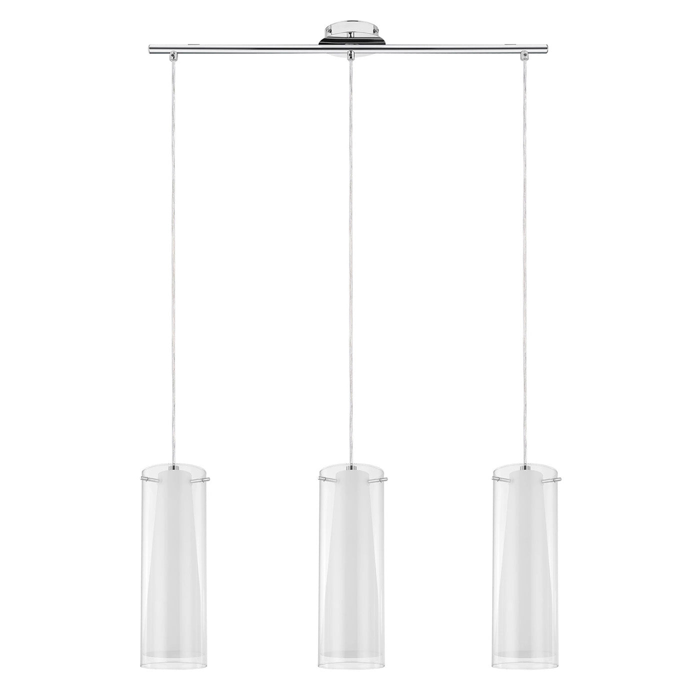 Pendant Ceiling Light 3 Way White Chrome Effect Glass Shades IP20 (Dia)110mm - Image 2