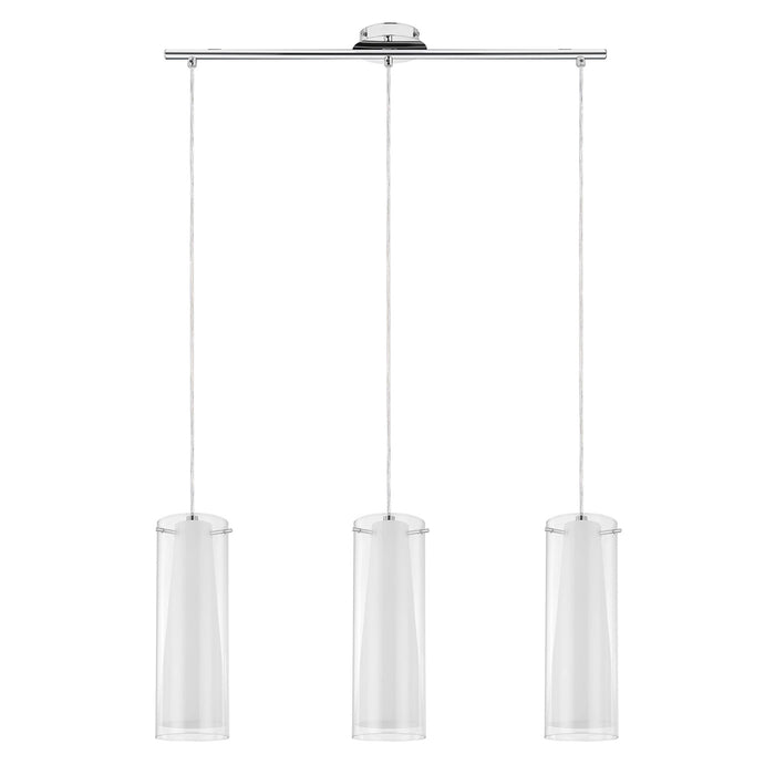 Pendant Ceiling Light 3 Way White Chrome Effect Glass Shades IP20 (Dia)110mm - Image 2