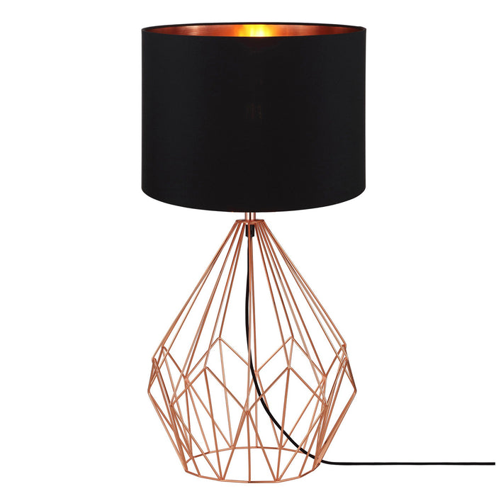 Table Lamp Bedside Light Modern Copper Effect Black Drum Shade For Any Room - Image 3