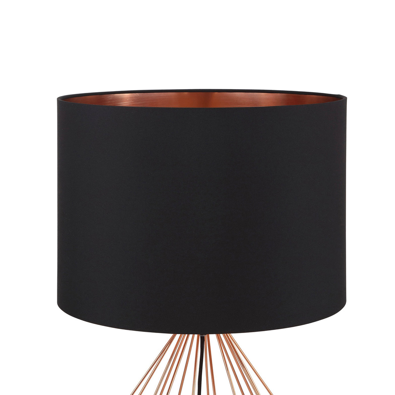 Table Lamp Bedside Light Modern Copper Effect Black Drum Shade For Any Room - Image 4