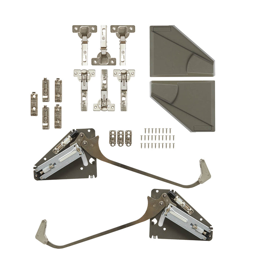 Soft Closure Hinge Kit Bi fold B Door Kitchen Cabinet Metal Grey Pack of 2 - Image 1