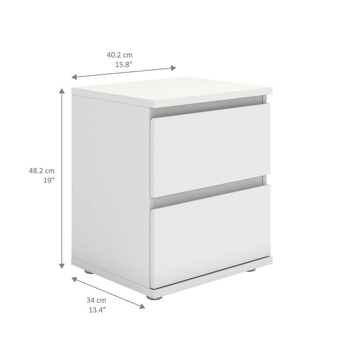 Nova Bedside Table 2 Drawer Matt White Bedroom Storage - Image 2