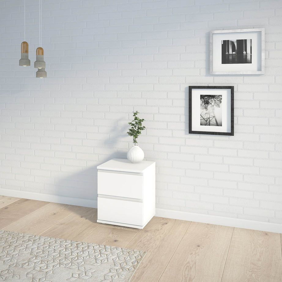 Bedside Table Nova Matt White 2 Drawer Bedroom Living Room Furniture Storage - Image 4
