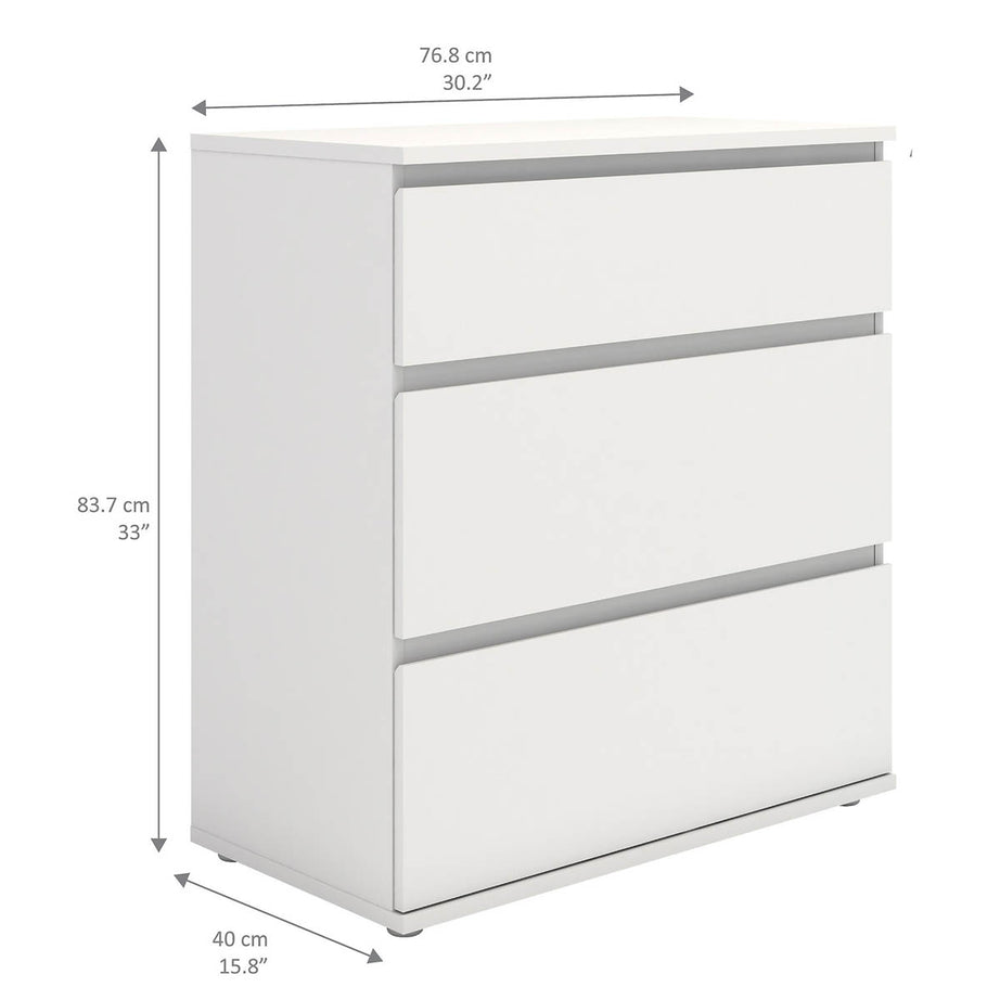 Nova Chest Of Drawers Matt White 3 Drawers Furniture (H)835 (W)768 (D)400mm - Image 2
