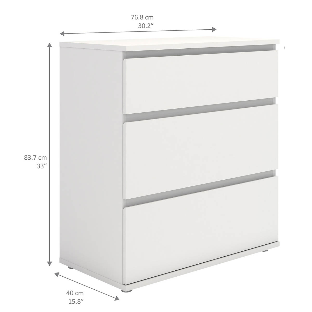 Nova Chest Of Drawers Matt White 3 Drawers Furniture (H)835 (W)768 (D)400mm - Image 2