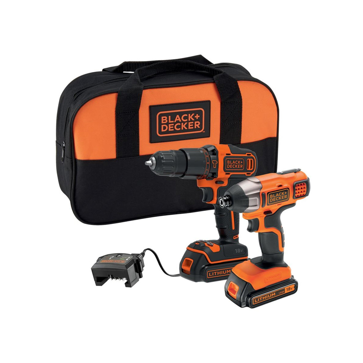 Black & Decker Combi Drill Impact Driver Set Cordless 18V 2x1.5Ah BCK25S2S-GB - Image 2