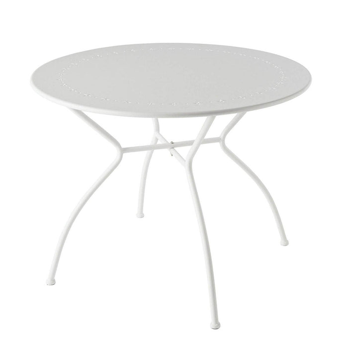 Garden Table Round Outdoor White 4 Seater Metal Classic Compact Bistro - Image 1