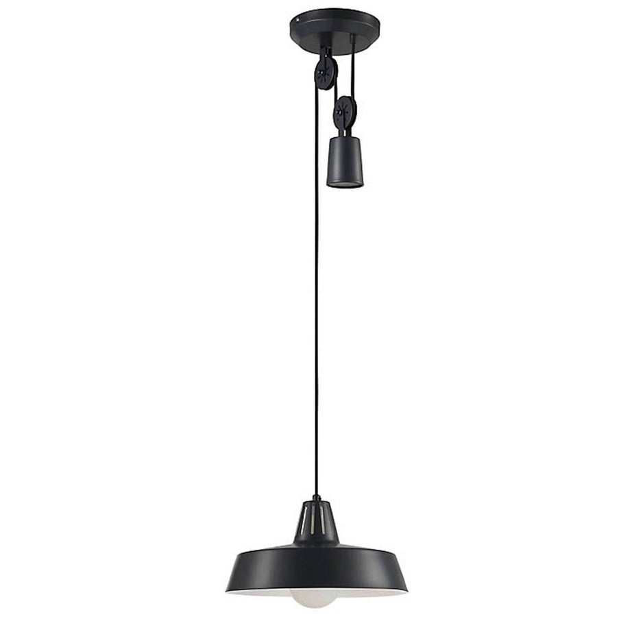 Pendant Ceiling Light Matt Black Industrial Metal Adjustable Height Modern - Image 1