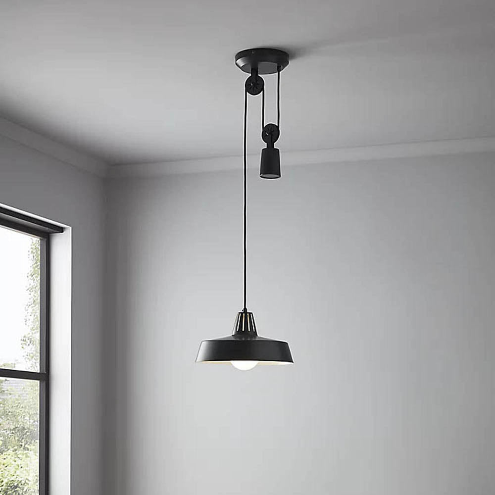 Pendant Ceiling Light Matt Black Industrial Metal Adjustable Height Modern - Image 2
