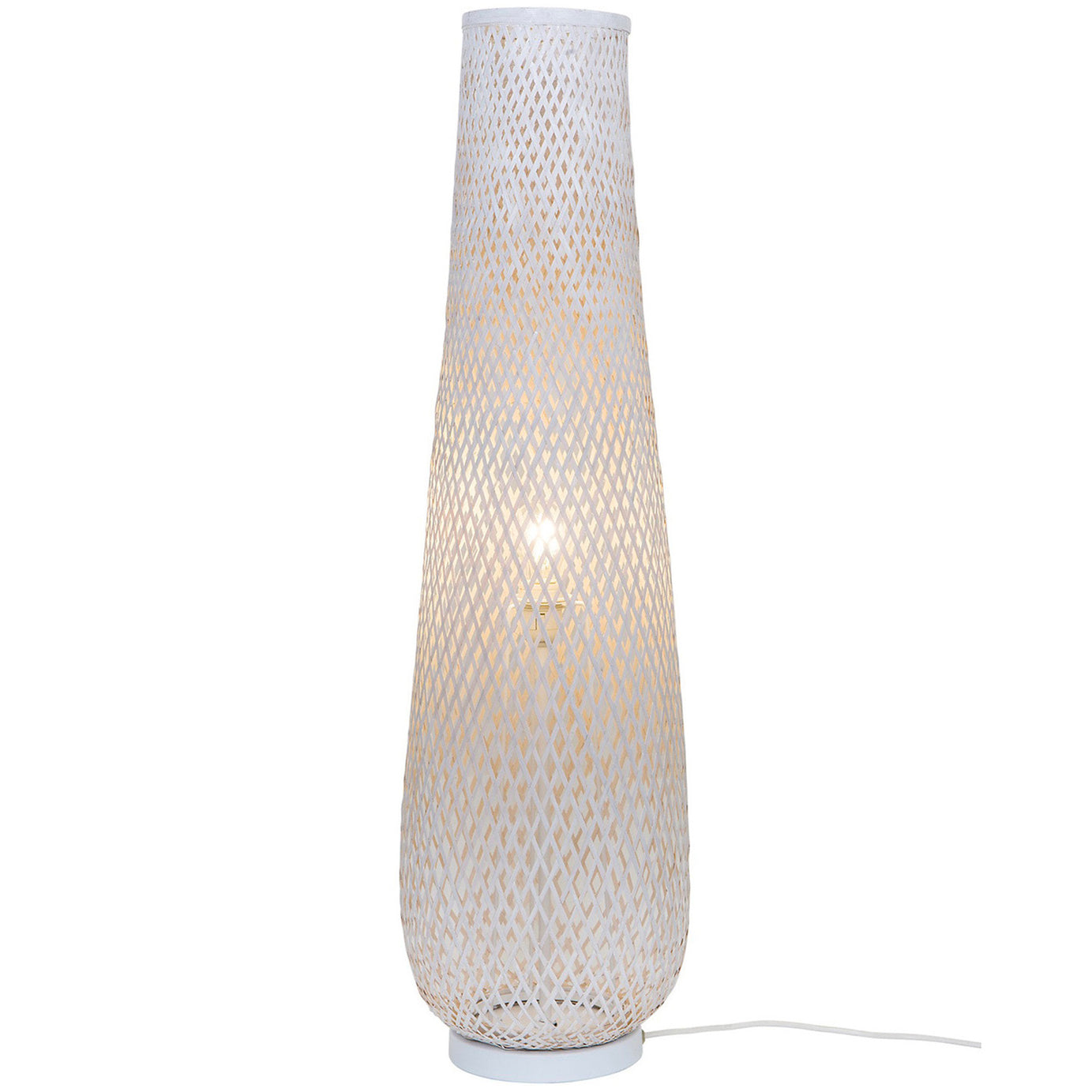 Floor Lamp White Matt Bamboo Natural Basket Weave Modern Livingroom 95cm - Image 5