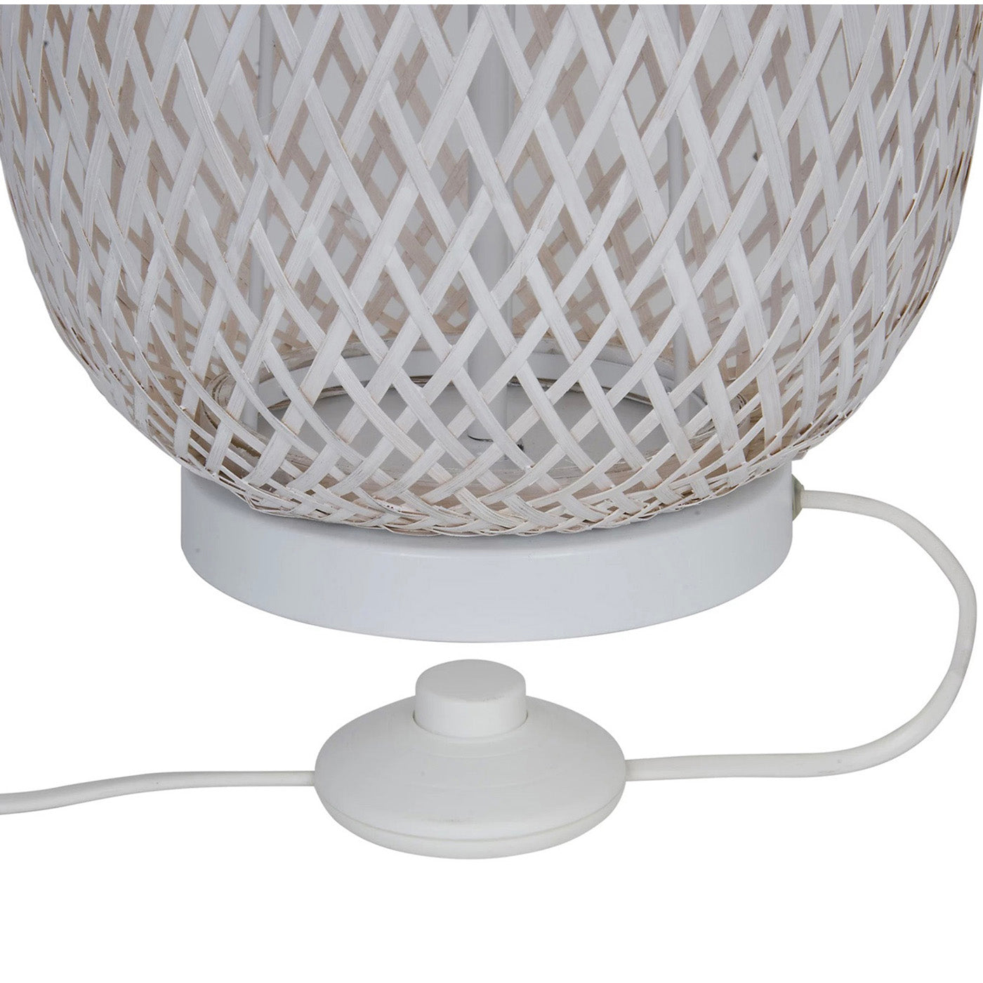 Floor Lamp White Matt Bamboo Natural Basket Weave Modern Livingroom 95cm - Image 4