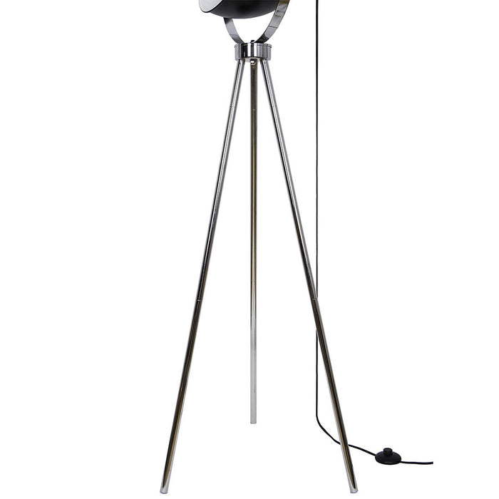 Floor Lamp Standing Retro Tripod Adjustable Round Head Black Chrome Effect 153cm - Image 4