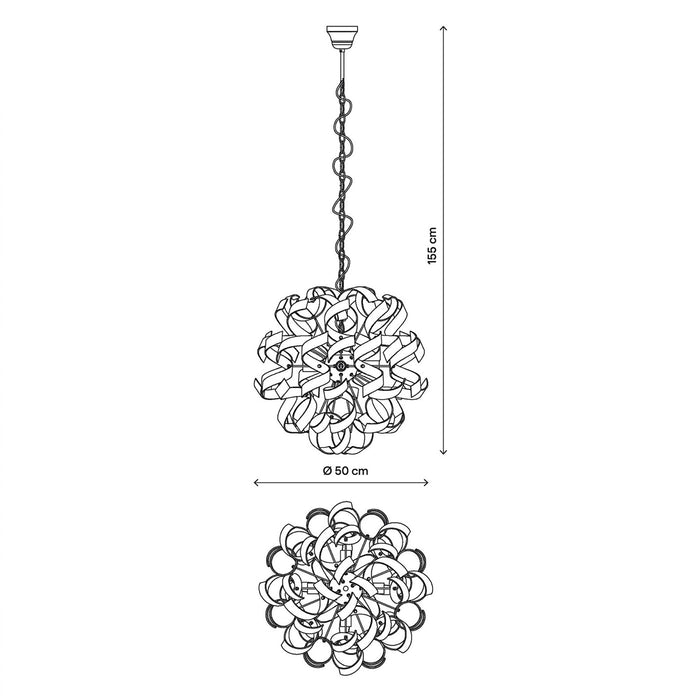 Pendant Ceiling Light 4 Lamp Chrome Effect Modern Adjustable Height (Dia)500 mm - Image 4