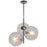 Pendant Ceiling Light 3 Way Chrome Adjustable Height Twisted Globe Glass Shades - Image 2