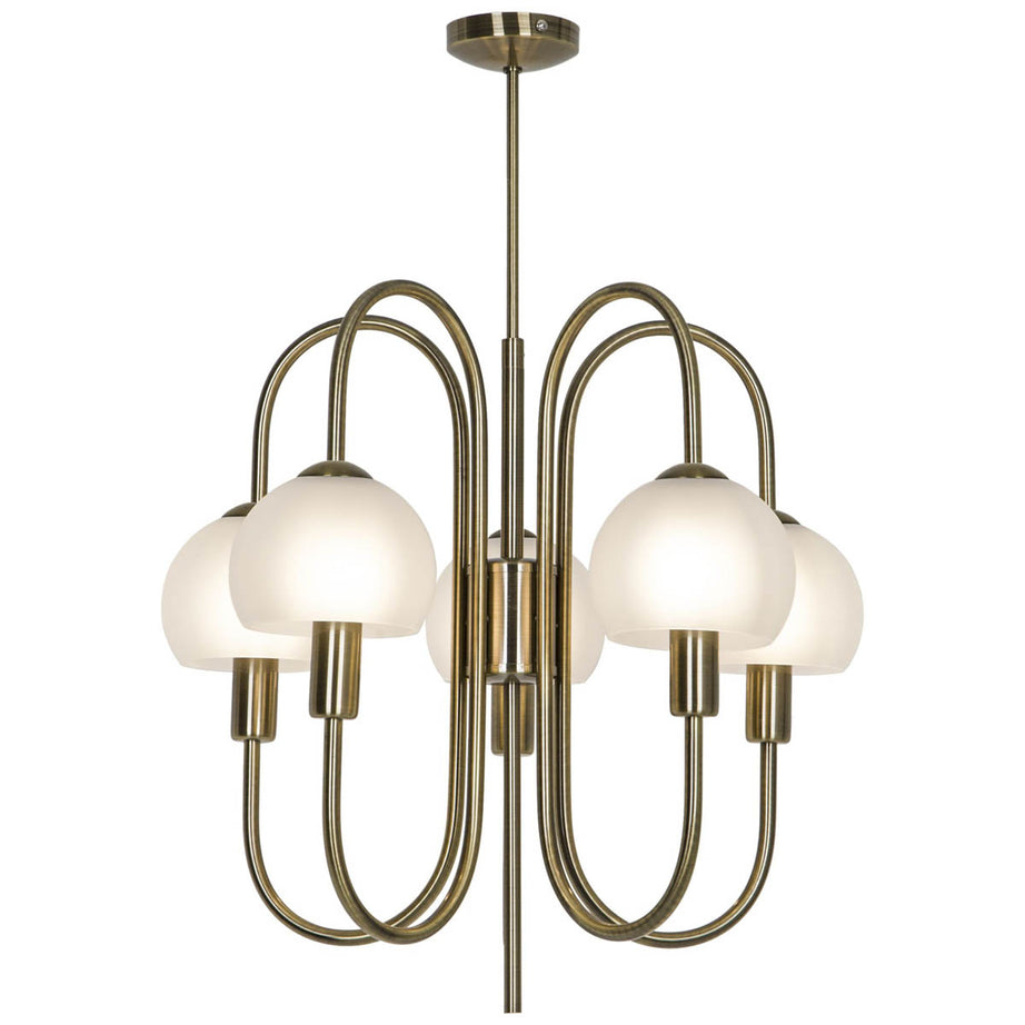 Pendant Ceiling Light 5 Way Antique Brass Adjustable Height Frosted (Dia)50cm - Image 3