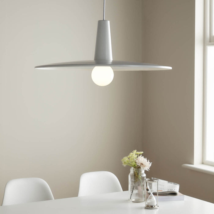 Pendant Ceiling Light White Round Plate Adjustable Height Modern Kitchen Dinning - Image 2