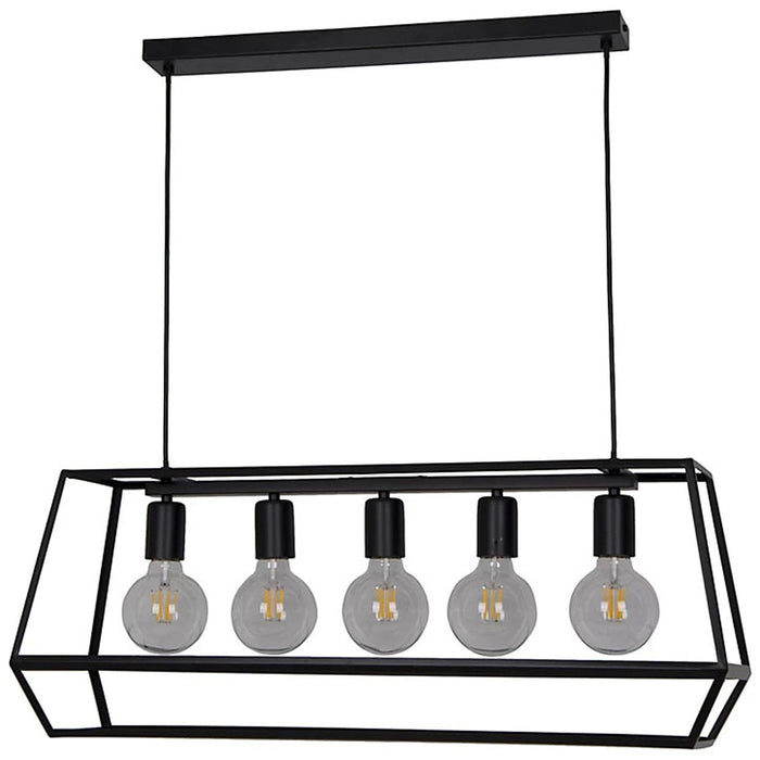 Pendant Ceiling Light 5 Way Lamp Dining Kitchen Hanging Matt Black (Dia)780mm - Image 4