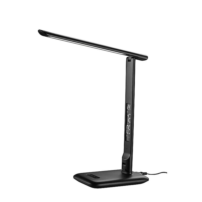 LED Desk Lamp Table Light Black Dimmable USB Modern Integrated Clock Calendar - Image 1