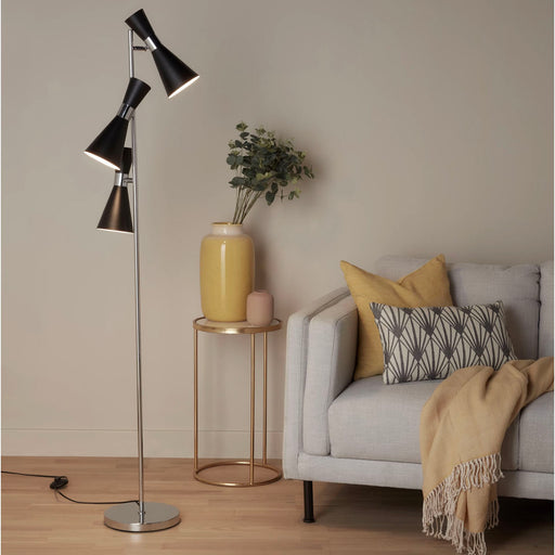 Floor Lamp 3 Light Matt Black Metal Modern Living Room Adjustable Head IP20 10W - Image 1