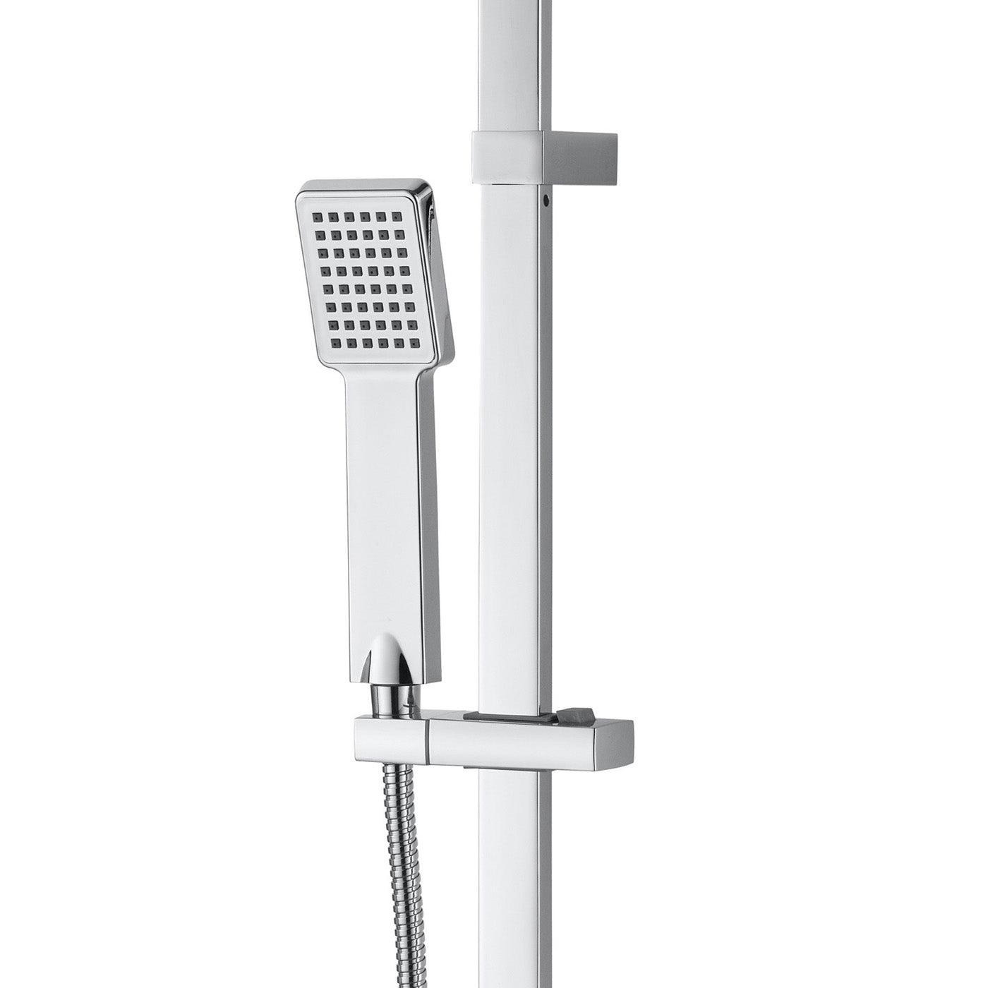 Shower Mixer Bathroom Thermostatic Chrome Twin Square Head Riser Rail Modern - Image 3