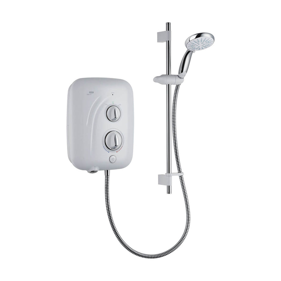 Mira Pumped Mixer Shower Electric 9.8kW White 4 Spray Pattern Round Head - Image 1