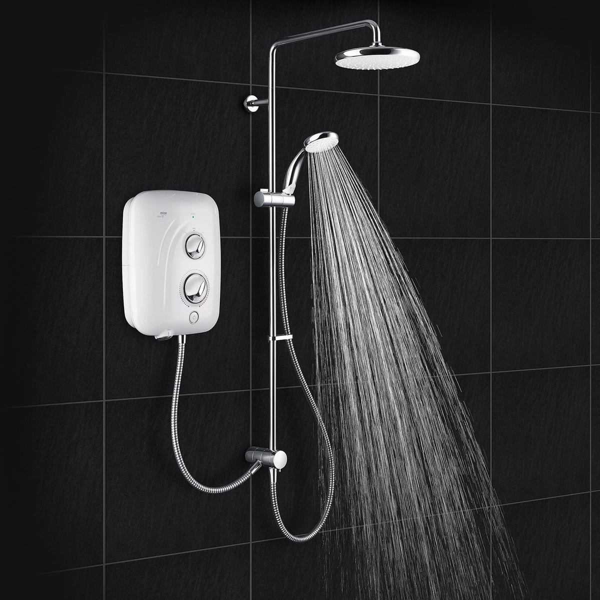 Mira Mixer Shower Dual Pumped 9.8kW White 4 Spray Pattern Bathroom Round Head - Image 2