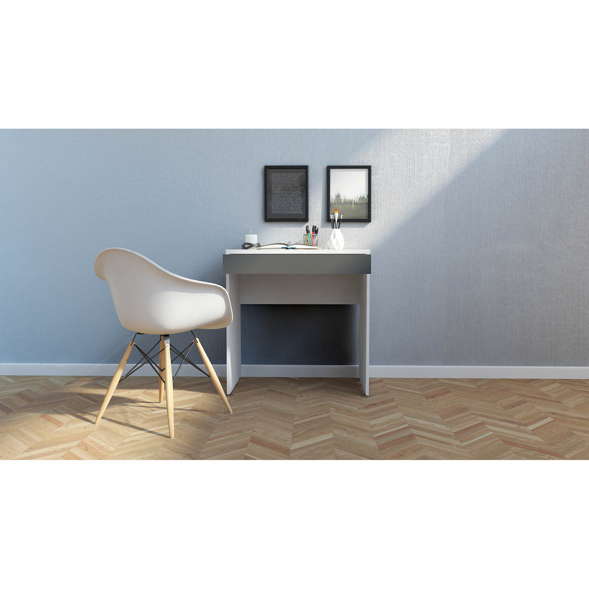 Tvilum Desk Home Office Grey 1 Drawer Compact Workstation (H)765 (W)747 (D)482mm - Image 7