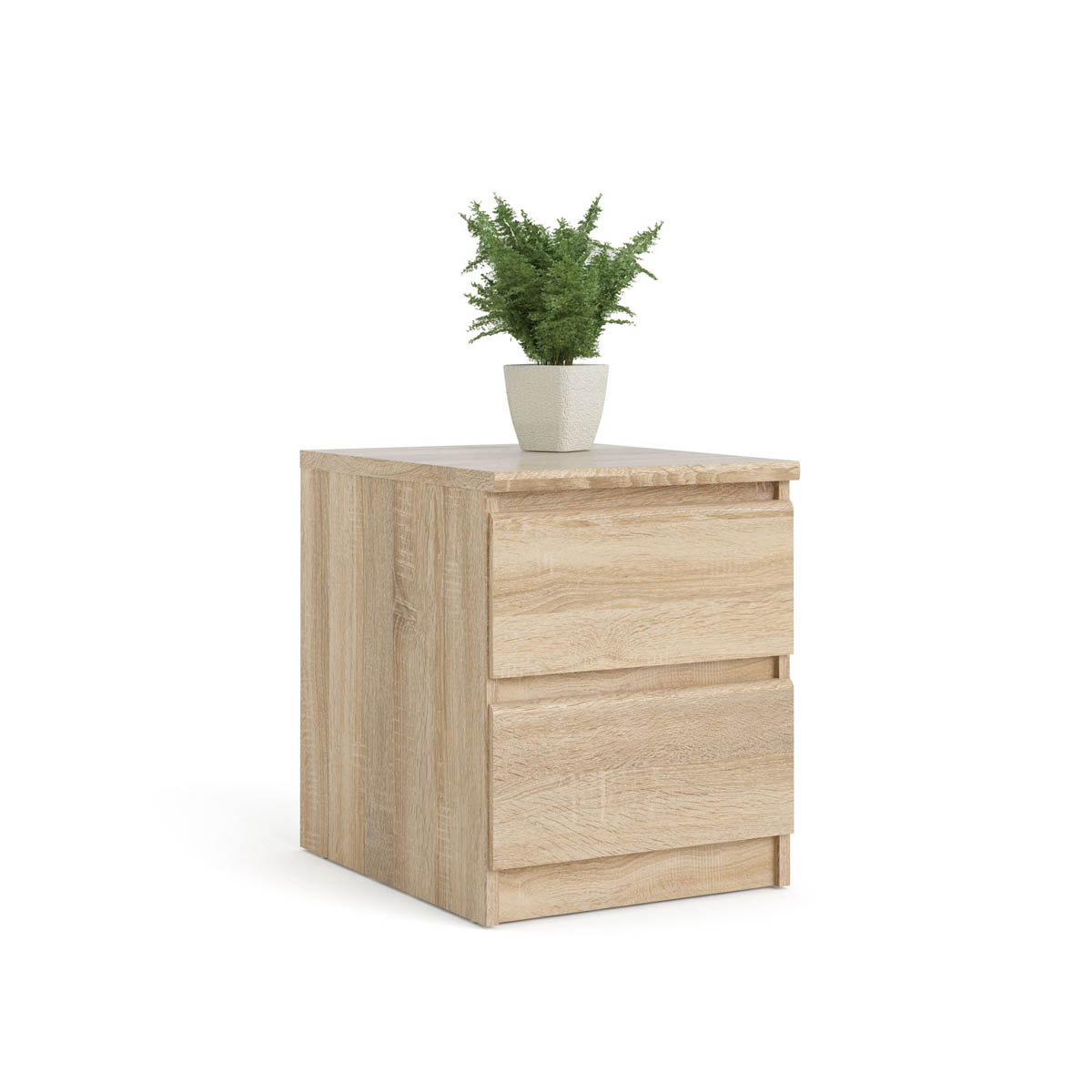 Bedside Table Matt Oak Effect 2 Drawer Bedroom Furniture Bedside Contemporary - Image 7