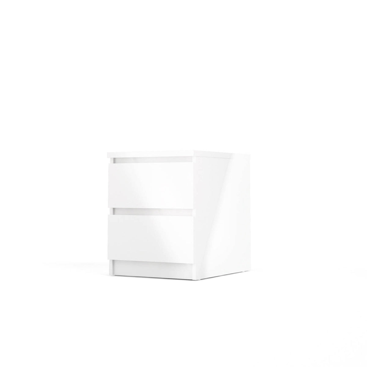 Bedside Table Gloss White 2 Drawer Wooden Bedroom Living Room Cabinet Storage - Image 1