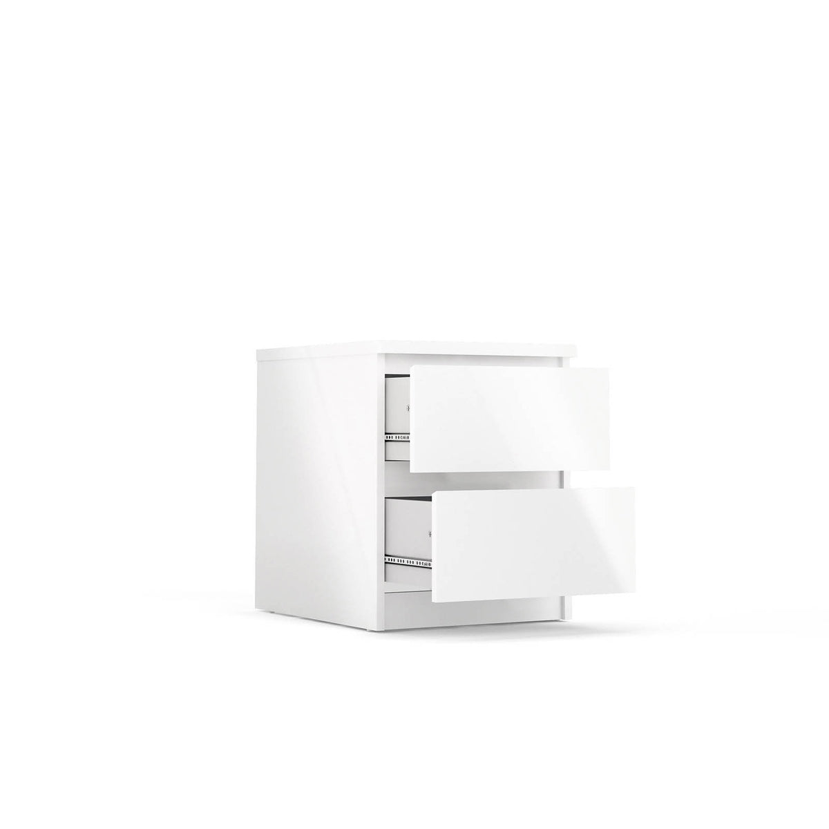 Bedside Table Gloss White 2 Drawer Wooden Bedroom Living Room Cabinet Storage - Image 5