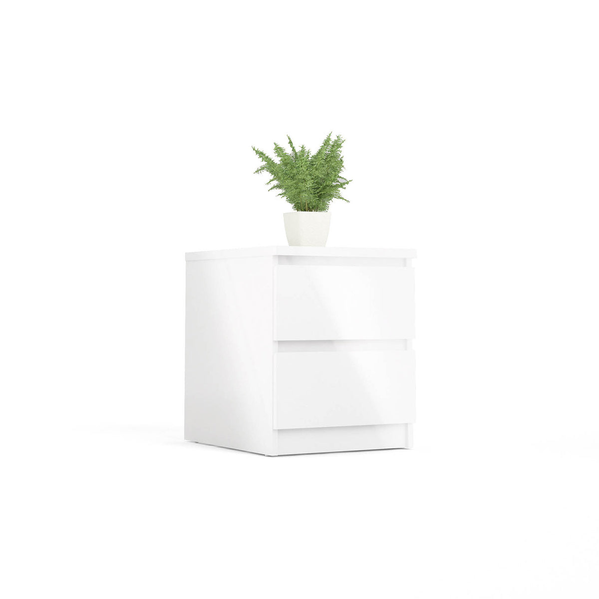 Bedside Table Gloss White 2 Drawer Wooden Bedroom Living Room Cabinet Storage - Image 7