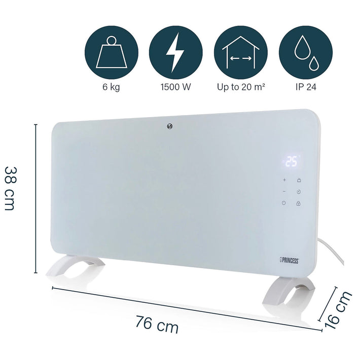 Princess Panel Heater Smart White 1500W Electric LED Freestanding Wall Mounted - Image 4