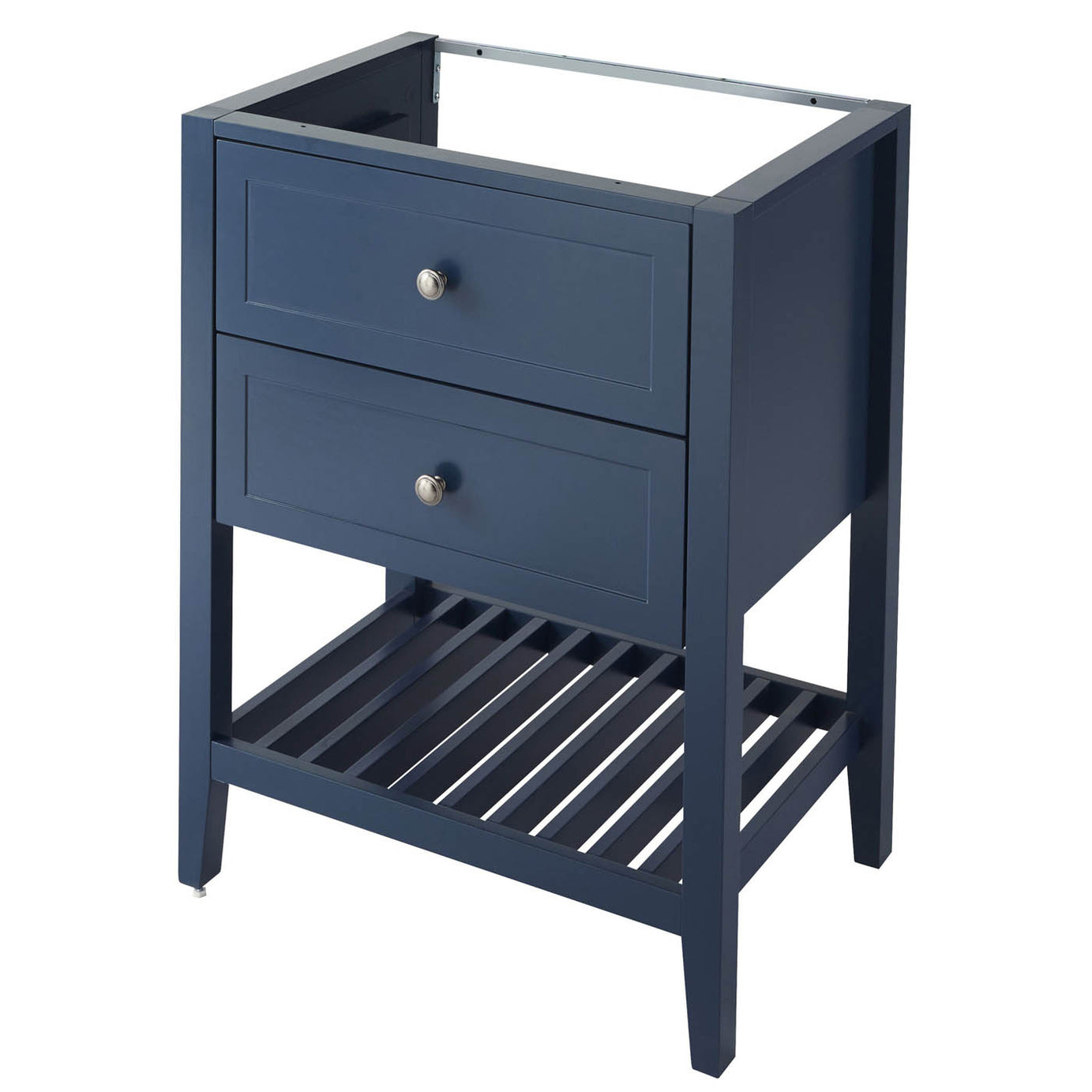 Bathroom Vanity Unit Satin Blue Freestanding 2 Drawers Cabinet Shelve Storage - Image 1
