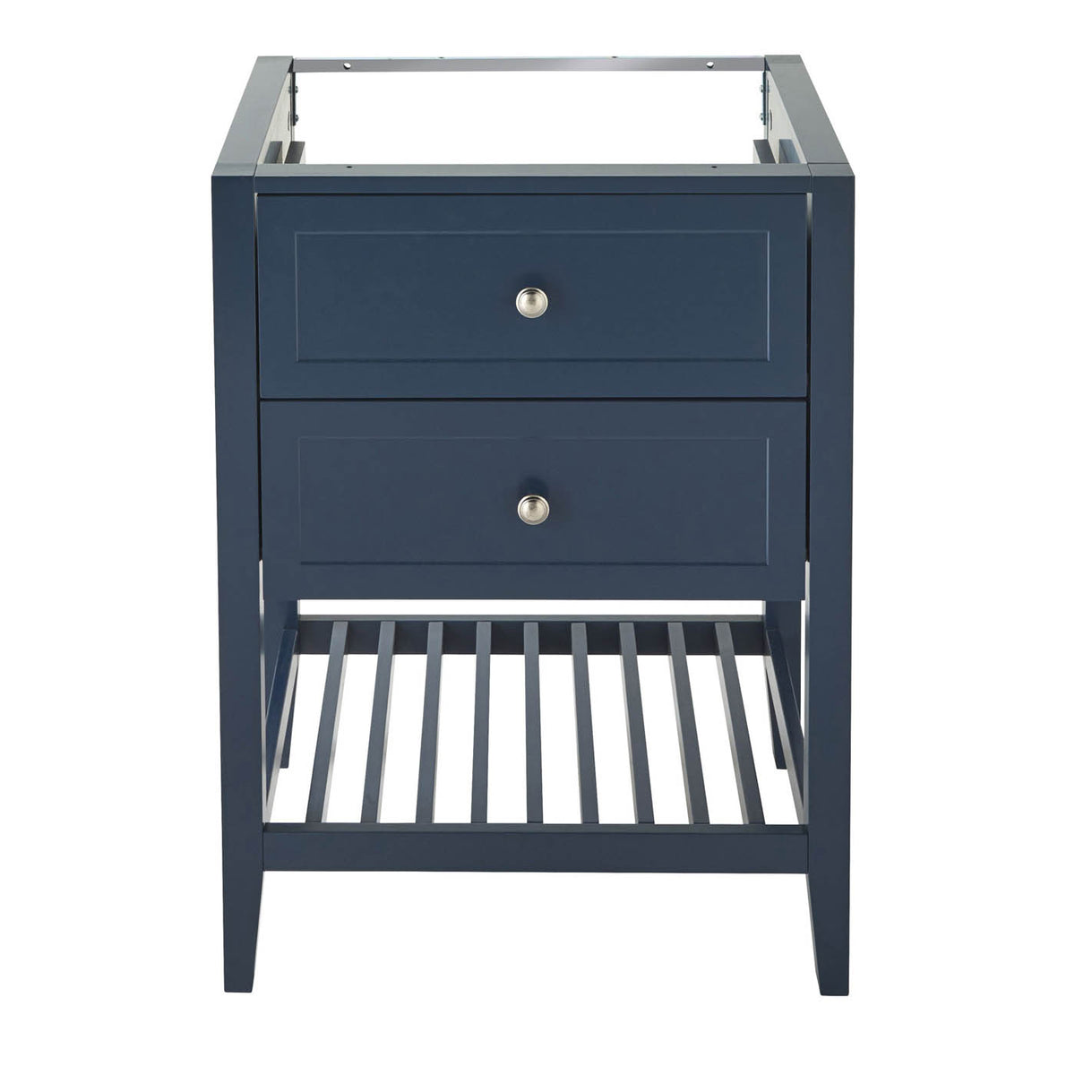 Bathroom Vanity Unit Satin Blue Freestanding 2 Drawers Cabinet Shelve Storage - Image 3