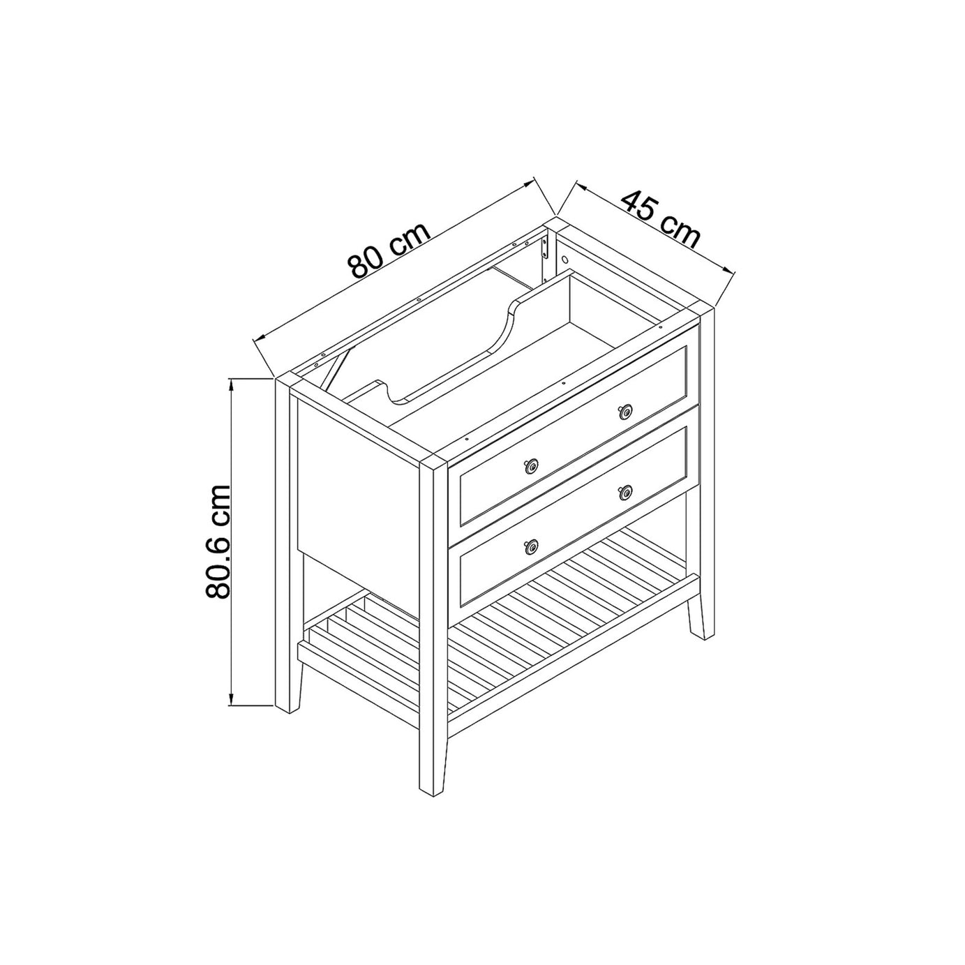 GoodHome Bathroom Vanity Unit Perma Freestanding Satin Blue 800mm - Image 10