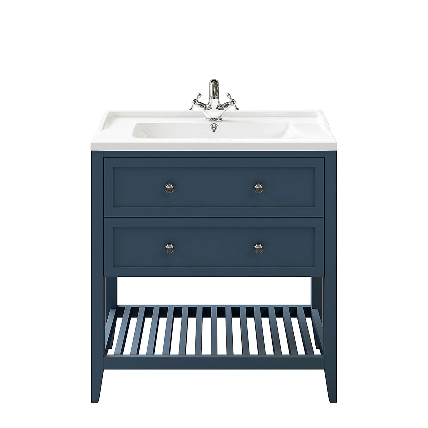 GoodHome Bathroom Vanity Unit Perma Freestanding Satin Blue 800mm - Image 3
