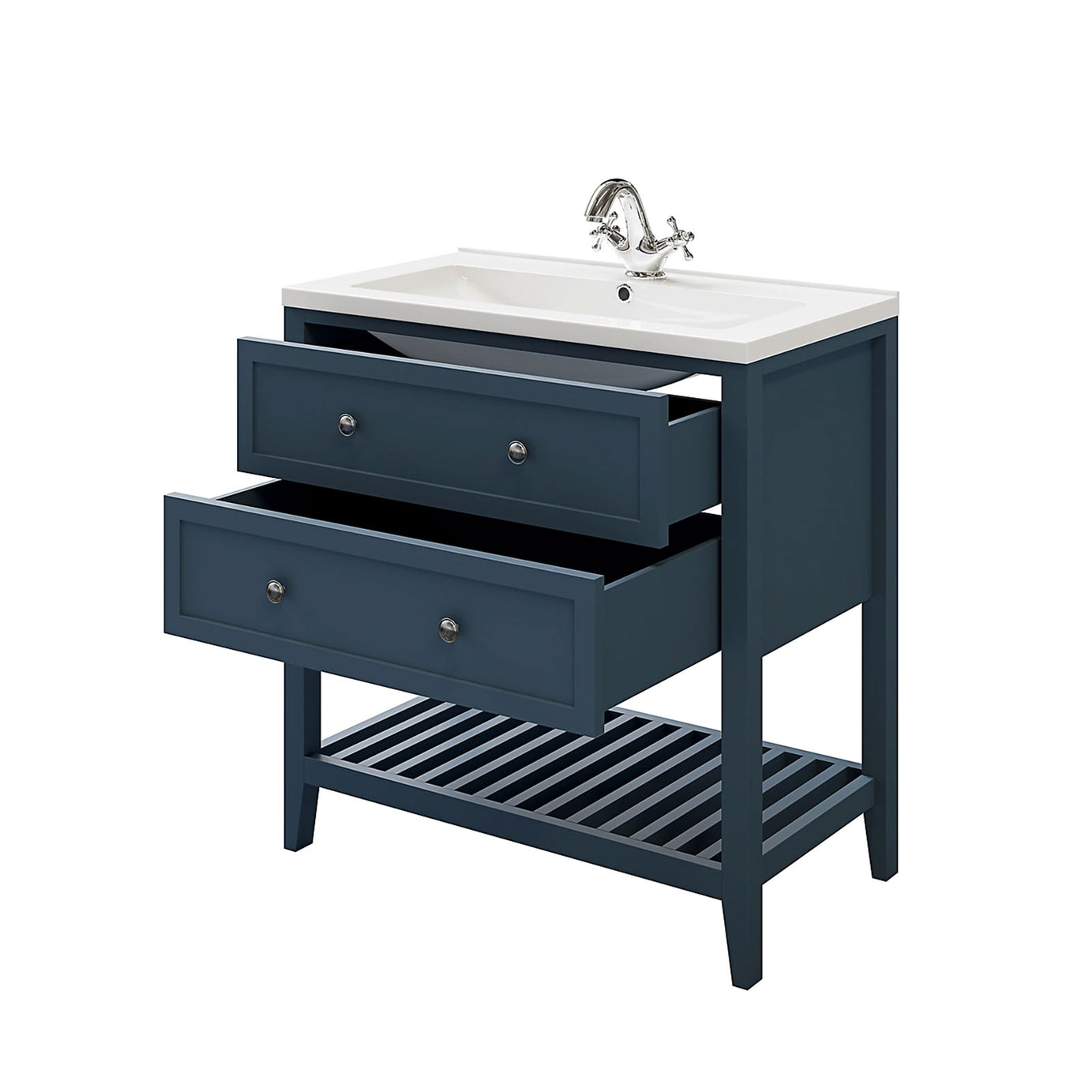 GoodHome Bathroom Vanity Unit Perma Freestanding Satin Blue 800mm - Image 8