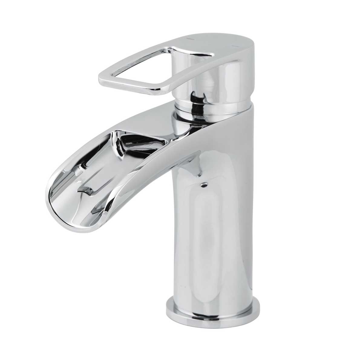 Basin Mixer Tap Waterfall Spout Modern Single Lever Brass Chrome Effect - Image 1