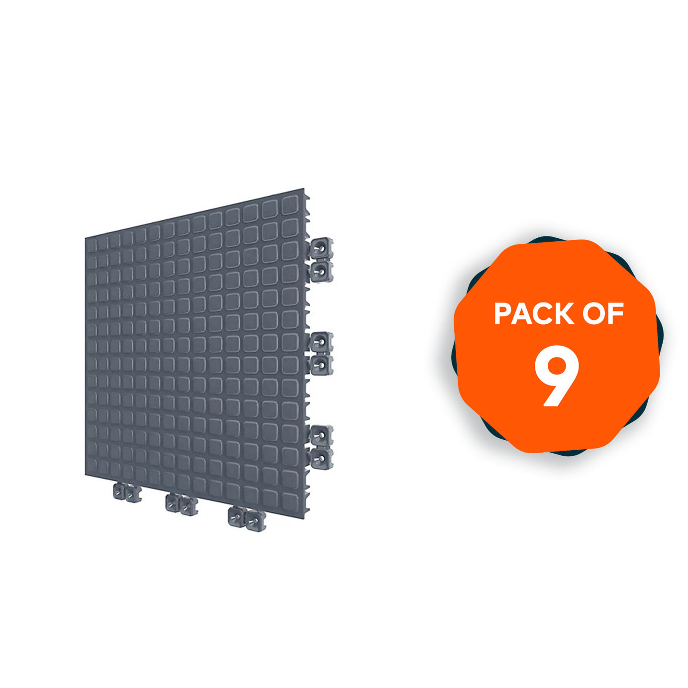Interlocking Floor Tile Garage Auto Graphite Durable Anti Slip Robust Pack of 9 - Image 1